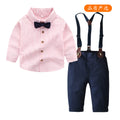 Spring/autumn new children's two-piece set: boys' long-sleeved cotton striped shirt for school