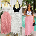Classic fashion pleated polka dot midi skirt - french sweet style, versatile high-waisted a-line skirt