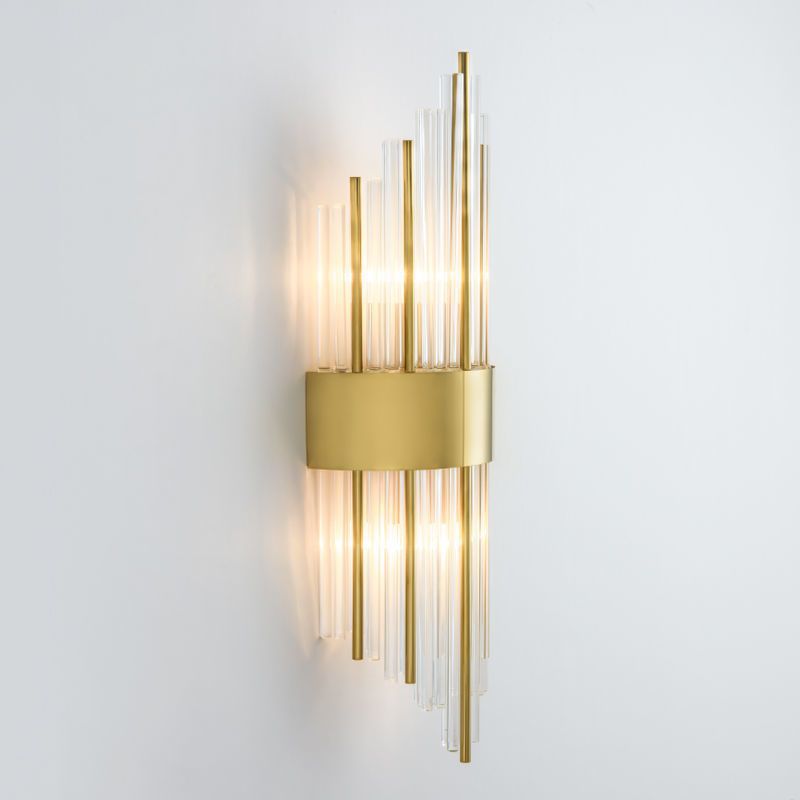 Postmodern light luxury crystal wall lamp - elegant gold finish for bedroom bedside, living room, hotel hallway, and more - led