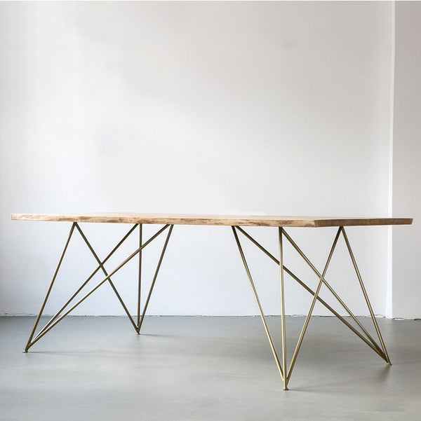 Nordic solid wood table log desk household dining table and chair combination modern simple small apartment rectangular negotiation table