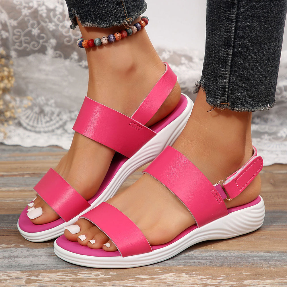 plus sizeflatsvelcro sandals for women  new one-line casual fish mouth  cross-border sandals