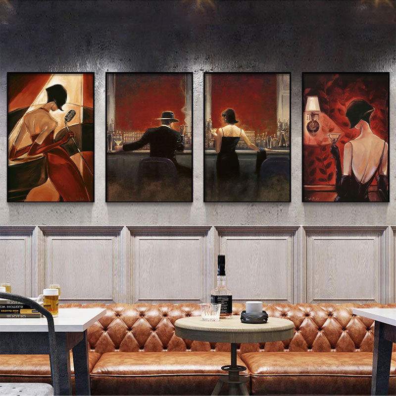 Bar decorative painting industrial style retro beautiful woman ktv box dance hall clear bar background wall painting creative painting