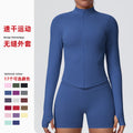 European and american seamless stand collar zipper long sleeve yoga jacket women's tight-fitting quick-dry outerwear running fitness apparel sports top