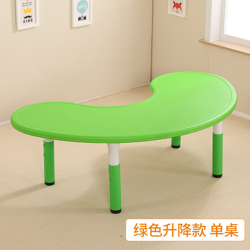 Children's table and chair set Kindergarten table and chair Baby painting game learning desk Plastic lifting moon creative table