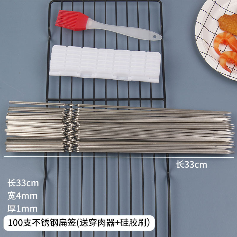Bbq skewer net clip bbq needle mutton skewers barbecue tools supplies clip outdoor steel needle iron drill gloves accessories