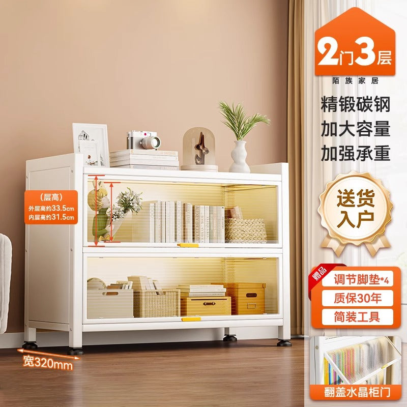 Steel dust-proof bookcase for home door multi-layer entrance cabinet large-capacity storage cabinet entrance flip-up door multi-layer storage