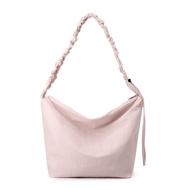 Cloud pleated drawstring shoulder strap bucket bag female solid color simple lazy wind shoulder bag slack niche messenger bag