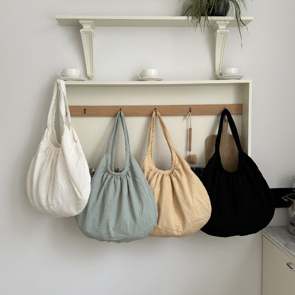 Niche nylon pleated texture shoulder bag large capacity casual versatile Korean simple tote shell handbag