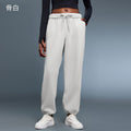 Fleece-lined casual pants - new autumn/winter collection - women's loose fit straight leg sports trousers - warm drawstring joggers - d25134