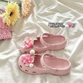 Ballet clogs new arrival slip-on cut out women's slippers summer sweet style seaside beach clogs women's shoes outwear