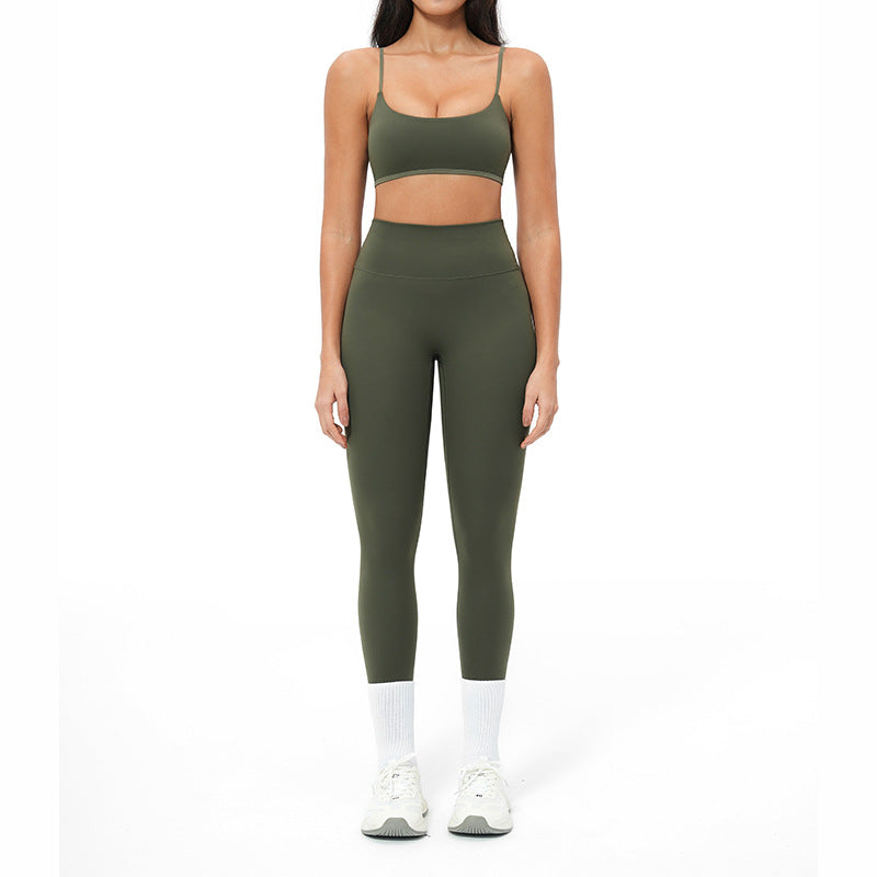 New  barely-there yoga set - spaghetti strap, beautiful back, activewear set for casual running and fitness - 6116