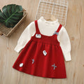 Kids' sweater dress - faux two-piece -  autumn/winter new year's edition - cartoon christmas dress - girls' dress