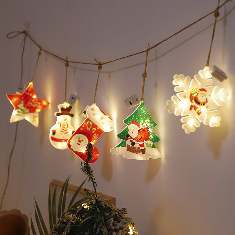 Customized Christmas lighting pendant string lights Christmas small ornaments Decorative lights Snowman Christmas tree modeling lights New light strings