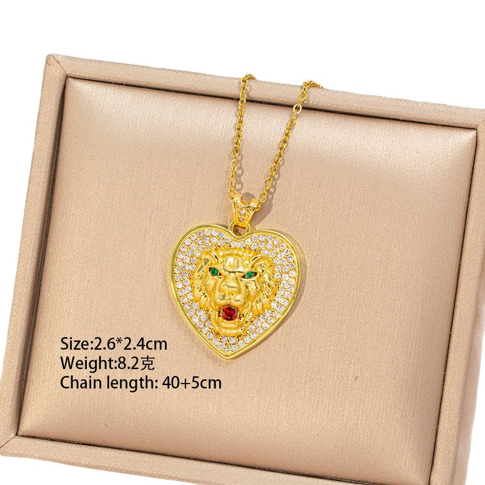 [titanium steel] fashionnew arrivalstylish leopard necklace light luxury fashion high-end full diamond cross-border clavicle chain accessories