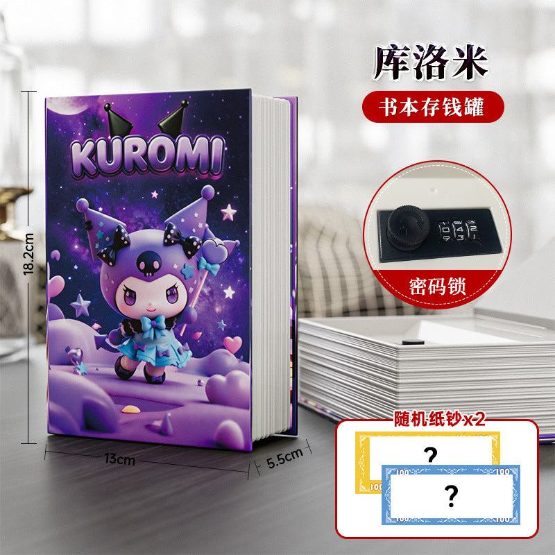 Labubu cartoon animation piggy bank new arrival book style girl girl safe savings box exquisite book cover imitation