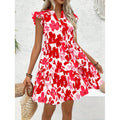 code new arrival  original women's holiday style floralsprintingv neckloose doll dress