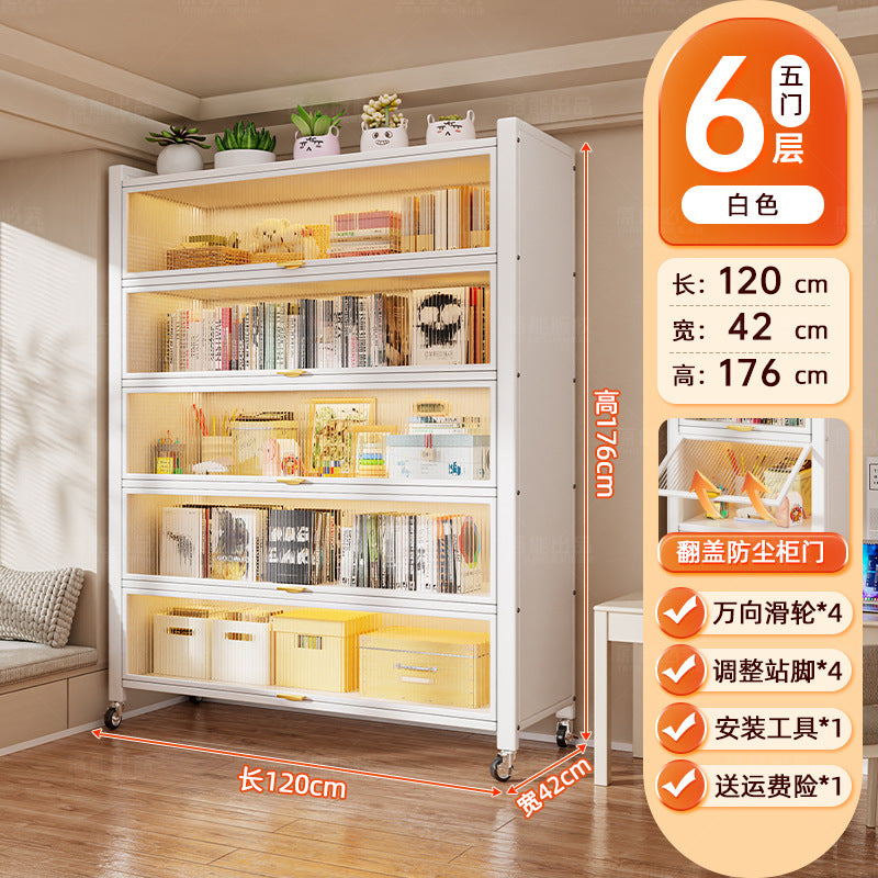 Steel dust-proof bookcase crevice bookshelf living room vertical cabinet with door locker bedroom narrow cabinet floor storage cabinet