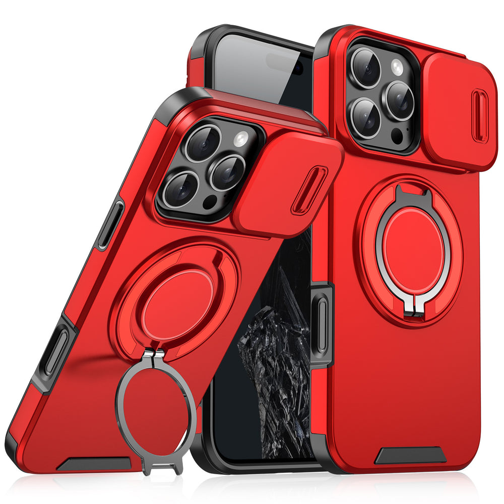 Suitable for apple 17 mobile phone case, lingke 360 magnetic holder, push window lens cover, anti-fall protective cover for iphone16