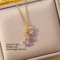 [copper inlaid with zirconium] cross-border popular diamond-filled titanium steel flower necklace for women, high-end, accessible luxury fashion clavicle chain jewelry