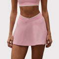 Shockproof with chest pad high elastic brushed fitness tops tennis skirt halter sports intimates short skirt yoga suit for women
