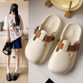 2025 new women's closed-toe half slippers, summer outdoor flat sandals, trendy birkenstock-style slip-on mules