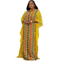 supply of lace looseplus size women's robe stripesd flower round neck long sleeves fashion popular model special price