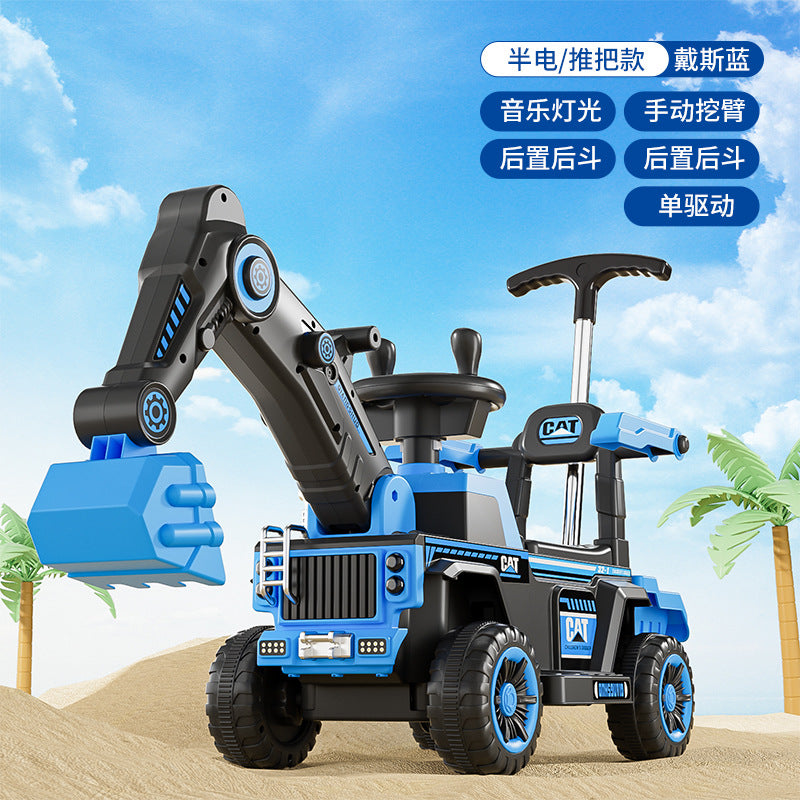 New children's excavator electric seated four-wheeled car large toy excavator baby remote control excavator