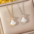 [copper inlaid with zirconium] temperament cat's eye design fan-shaped skirt titanium steel necklace for women, versatile and high-end clavicle chain