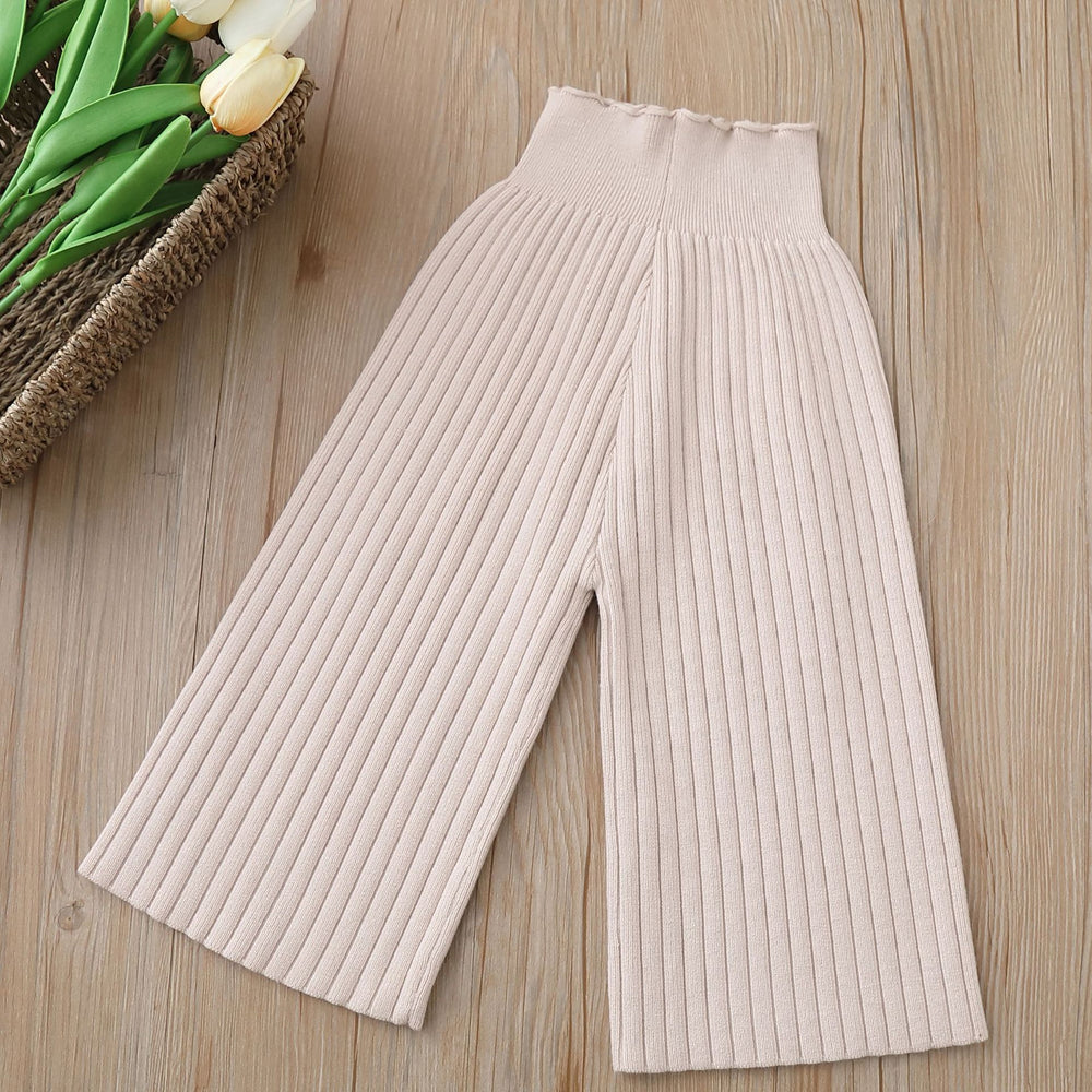 autumn new knitted wide-leg pants korean style boys' and girls' woolen trousers casual long pants