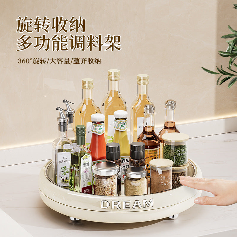 Rotatable seasoning storage tray Multifunctional seasoning rack Household seasoning storage box Kitchen storage finishing rack