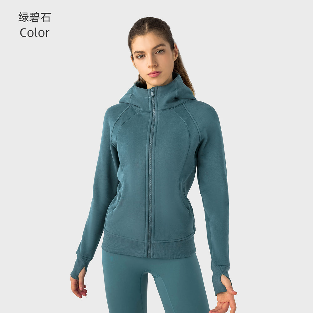 Sca new thickened warm hooded jacket women's outdoor fitness sweatshirt yoga jacket sports top dj028