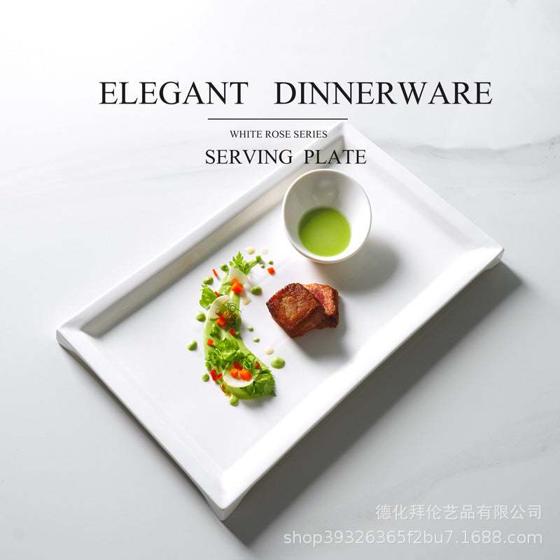 Nordicins high-value rectangular western food plate restaurant for homecasual pure white flat plate serving plate dessert plate