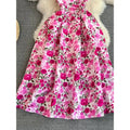 code new arrival  original women's elegancefloralsprinting round neck back slit a-line skirt