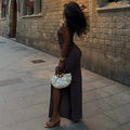 Fashion style pure color silm women's backless sexy street hip skirt slit hanging collar sleeveless strap long dress