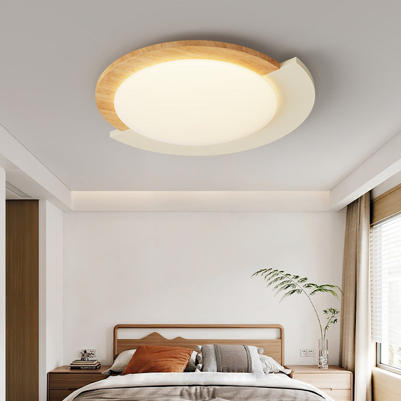 Wood grain retro bedroom ceiling light French medium and ancient style creative master bedroom light wabi sandy wind walnut pattern study light