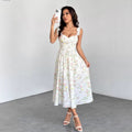 French chic vacation style sweetheart floral sundress - new summer collection, slimming fit, high-end feel, long dress