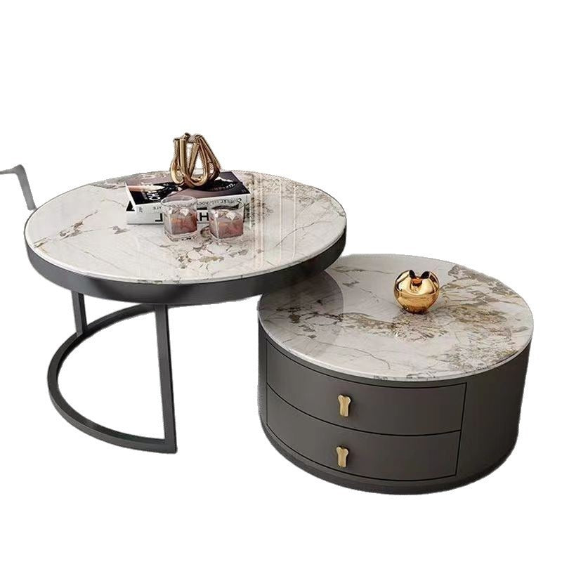 New arrivalaccessible luxury coffee table living room for homecasual modern small apartment classy table round slate popular retractable