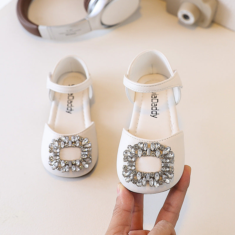 Ready-to-ship korean style girls' versatile bow princess shoes, kids' thin-soled mary janes, versatile student shoes, soft-soled flats