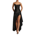 summer new women's fashion: cross-border european and american style elegant solid color ruffle hem asymmetrical dress