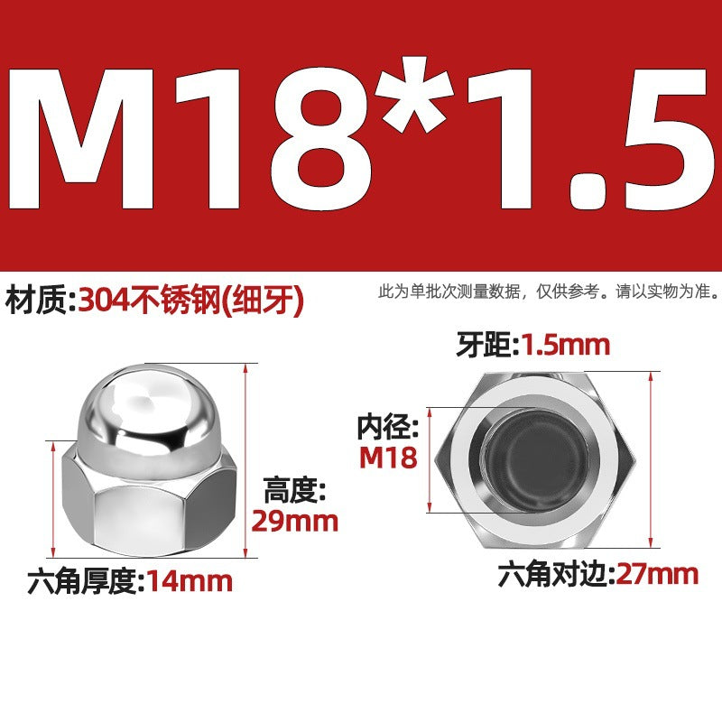 304/201/316 stainless steel round ball head nut cover type decorative screw cap female cap 3M4M5M6M8