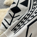 Vintage ethnic print v-neck knit dress - women's summer slim fit, figure-flattering, elegant & chic maxi dress