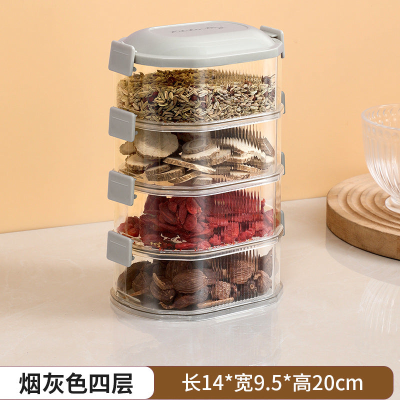 Kitchen spice organizer, stackable food storage containers for scallions, ginger, and garlic, food-grade spice dispenser