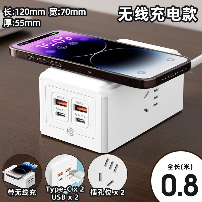 60w wireless phone charging socket panel multifunctional with usb fast charging power strip home dormitory power strip