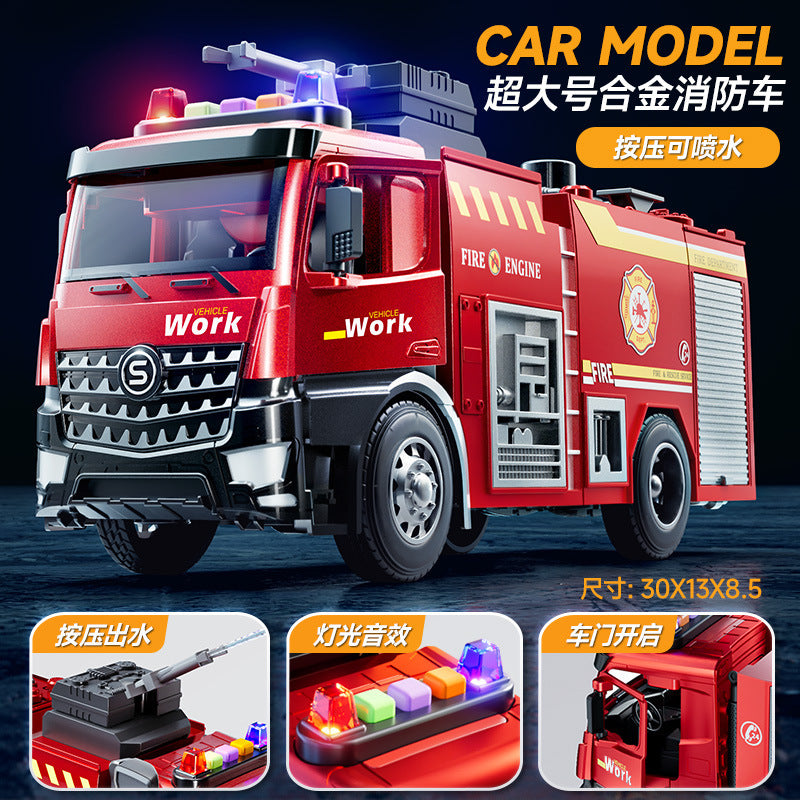 Kidsartificial city ladder fire truck toy boy engineering vehicle sanitation sprinkler inertia sound and light car model