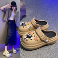 Thick sole crocs women's new arrivalsummeroutwear non-slip deodorizing filter beach eva toe cap slippers couplethick sole shoes
