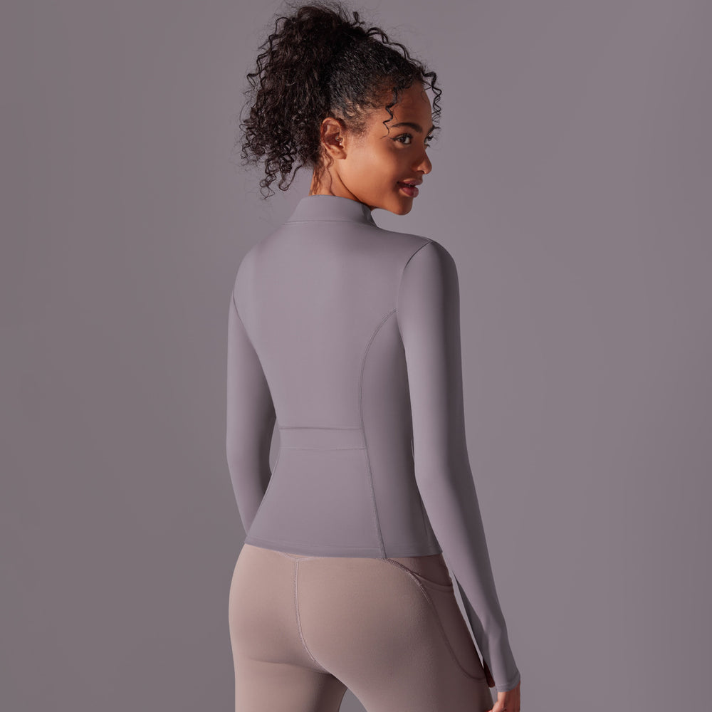 New zippered yoga jacket, barely-there feel, compression sports top for women, slimming and figure-flattering, long sleeve fitness apparel, customization available