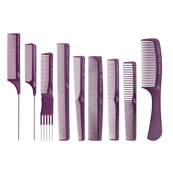 Custom Purple Leopard Comb Cut Hair Comb Steel Needle Tip Tail Hair Comb Rat Tail Comb Handle Dual Use Hair Styling Comb Insert Comb