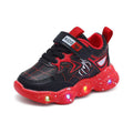 Spring/autumn new korean style leather spider-man led light-up shoes for boys, ages 1-6, athletic casual sneakers