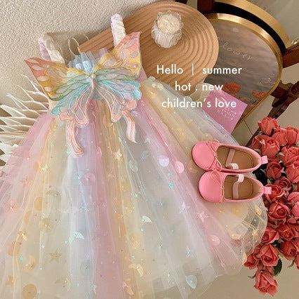Girls' dresses  summer collection: kids' formal dresses, sundresses, princess dresses, baby dreamy fairy dresses with butterfly and rainbow accents