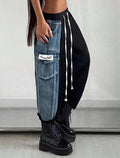 Amazon tiktok pinduoduo foreign trade cross-border fashion asymmetrical denim stitching leggings overalls